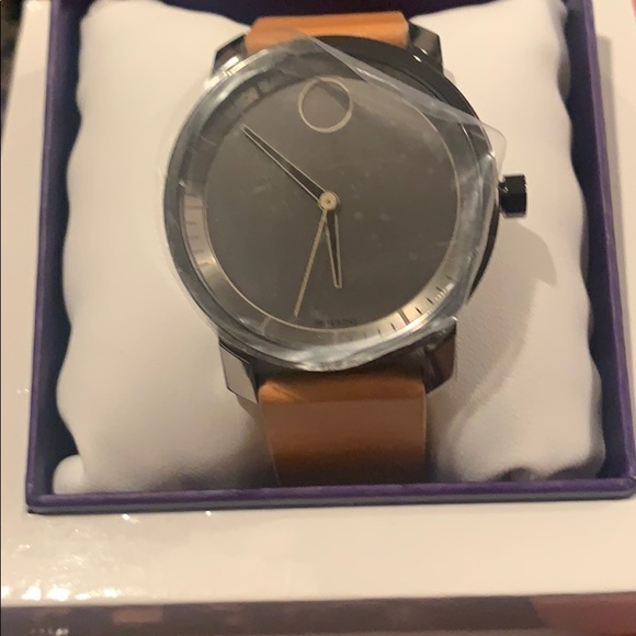 NIB Movado 3600487 Bold Grey Dial Beige Leather Strap new in box with tag - Picture 2 of 4